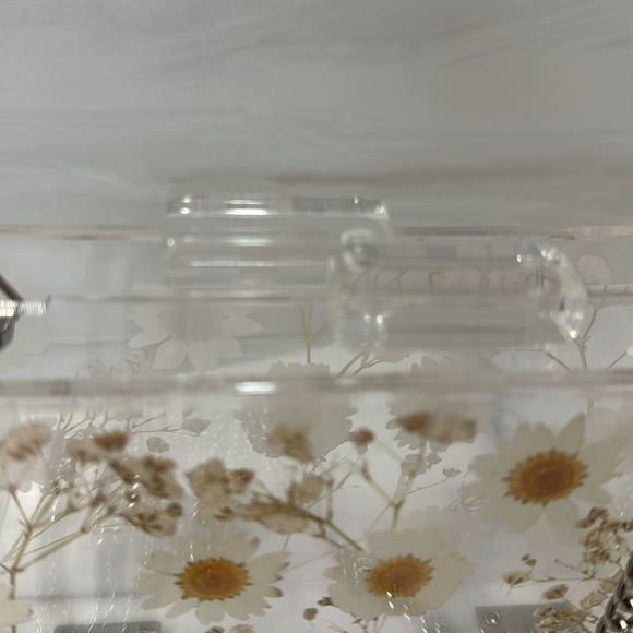 Daisies acrylic transparent lucite box clutch with silver chain strap🌼 - Picture 11 of 15